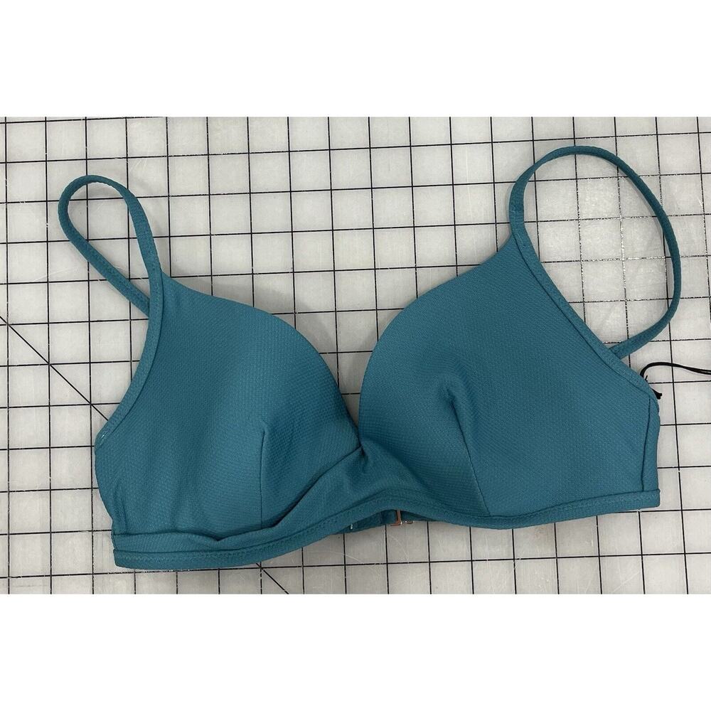 Shade And Shore Bikini Top 34c Blue Lightly Lined Wrap Front Back Clasp I5